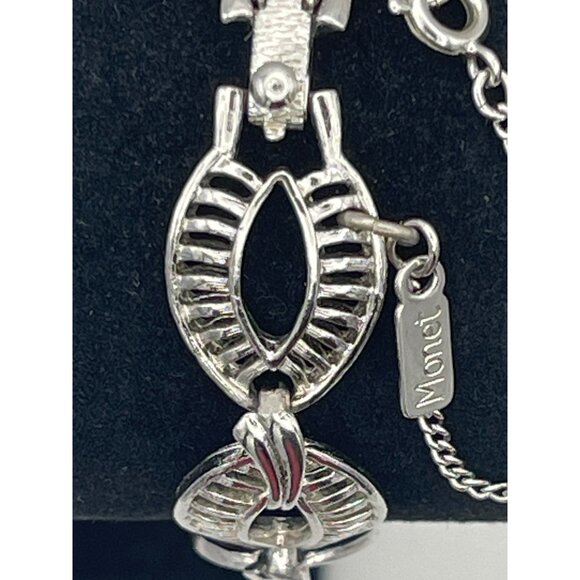 Monet Vintage Link Bracelet 7" Signed Clasp. Hang Tag Silver Tone - Picture 4 of 8